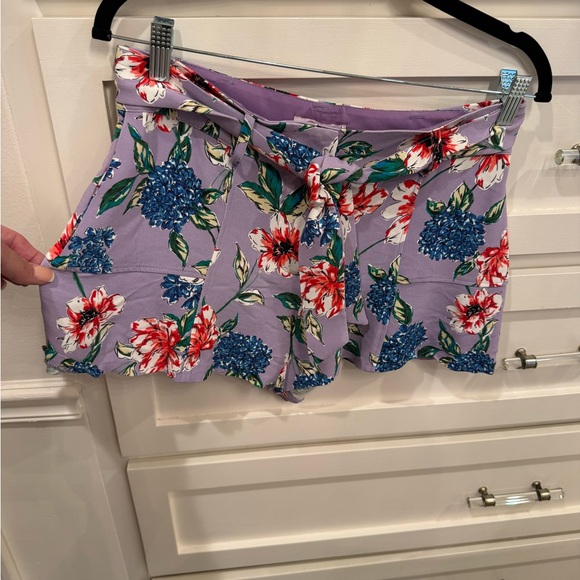 Parker Pants - Parker Lavender Floral Tie-Waist Shorts with Blue & Red Blossoms